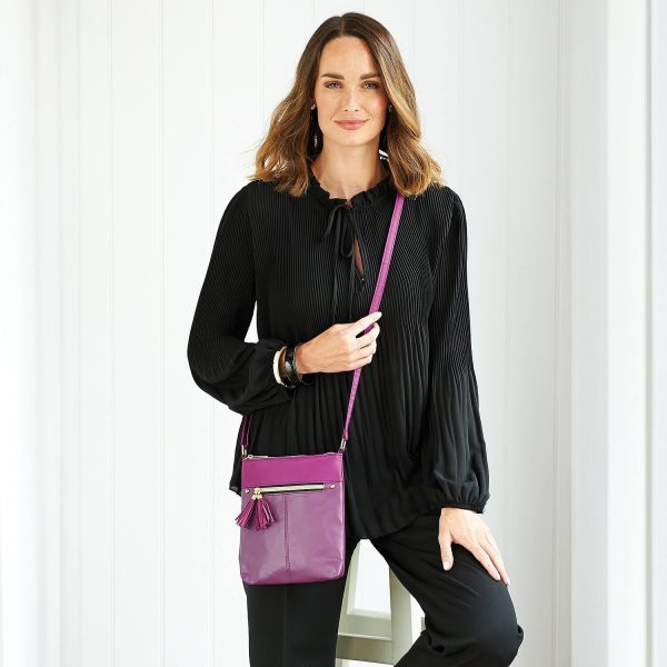 Women’s Anti-theft Crossbody Bag Purple L17 X W21cm, RFID Blocking Technology, PU Front With Satin Backing