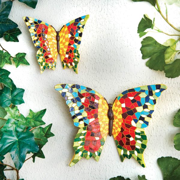 Mosaic Wall Art (Butterfly Design) – Small, H16 xW14.5 xD5.5cm, Large, H23 xW17 xD7cm