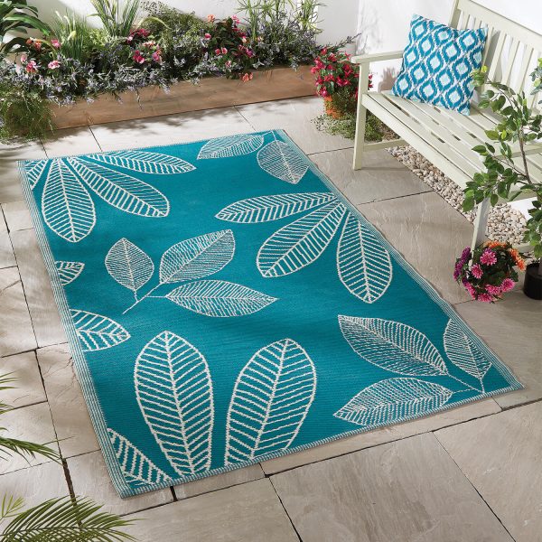 Teal Outdoor Rug – Size 175 x 270cm, All-Weather Garden Rugs