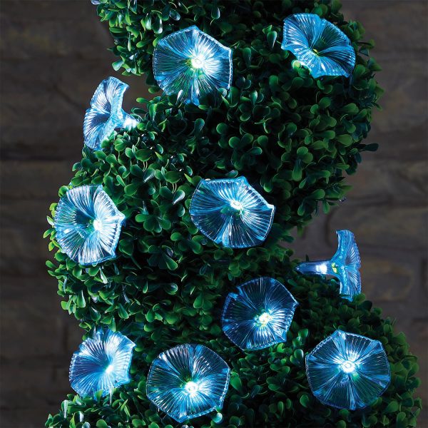 Solar-Powered String Lights (Blue Bloom) – L2m, 10 Durable Plastic Flowers, Each Dia.5.5cm