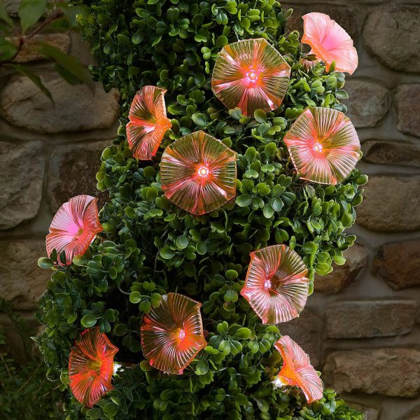 Solar-Powered String Lights (Pink Bloom) – L2m, 10 Durable Plastic Flowers, Each Dia.5.5cm