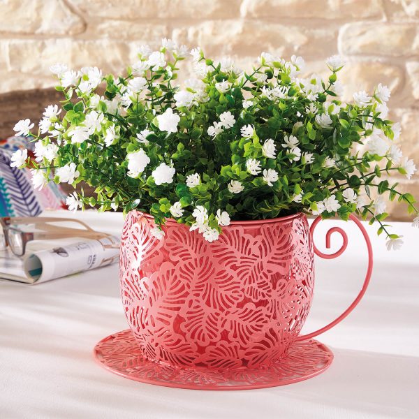 Pink Teacup Planter H25 xW30 xD16cm, for Indoor & Outdoor Use