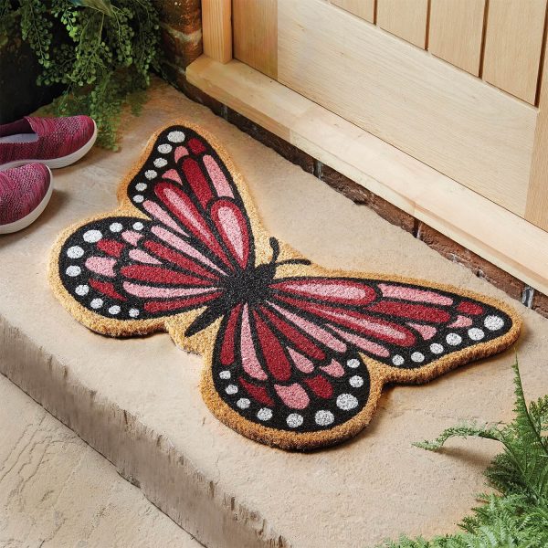 Coir Doormat (Butterfly Design) W75 x D45cm, PVC backing