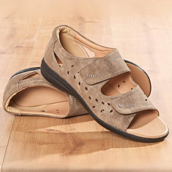 Taupe 8 Touch Fasten Sandals