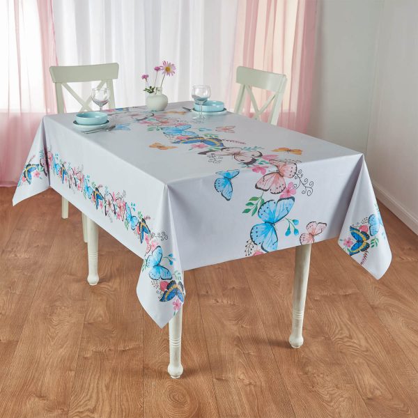 140X180Cm Butterfly Wipe Clean Table Cloth