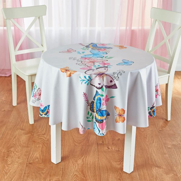 140Cm Round Butterfly Wipe Clean Table Cloth