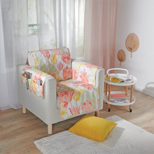 Quilted Armchair Protector W165 xD190.5cm, Easy-Care, Machine Washable Polyester