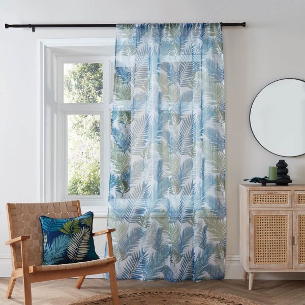 Voile Curtains – 55 x 48″, Tropical Print, Machine Washable Polyester