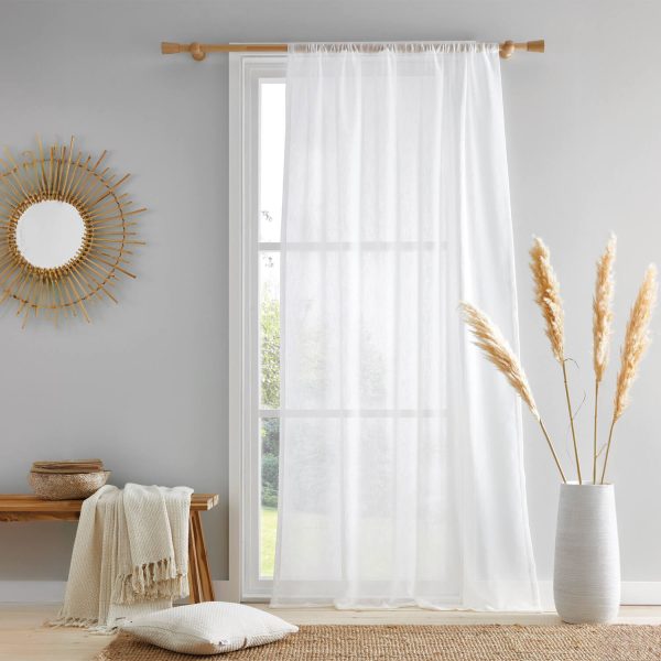 Voile Curtains – 55 x 48″, White Plain, Machine Washable Polyester