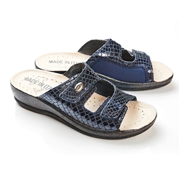 Navy 4 Stretch Touch Fasten Mules