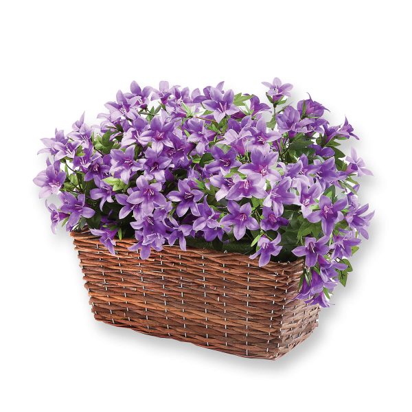 Artificial Flowers in Wicker Trough Basket (Campanula) L56 xW36 xH41cm