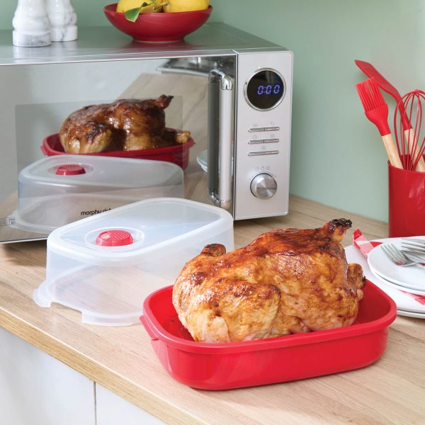 Microwave Roaster – H15 xW28.5 xD20cm, Strong and Durable Base, Tray and Lid