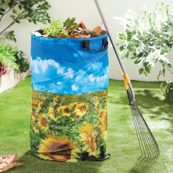 Garden Waste Bags (Sunflower Design) H73 xW45 xD70cm, 55kg/120L, 3 Carry Handles