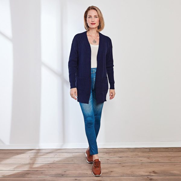 Boyfriend Cardigan, Navy, Medium (12-14), Washable at 30°C