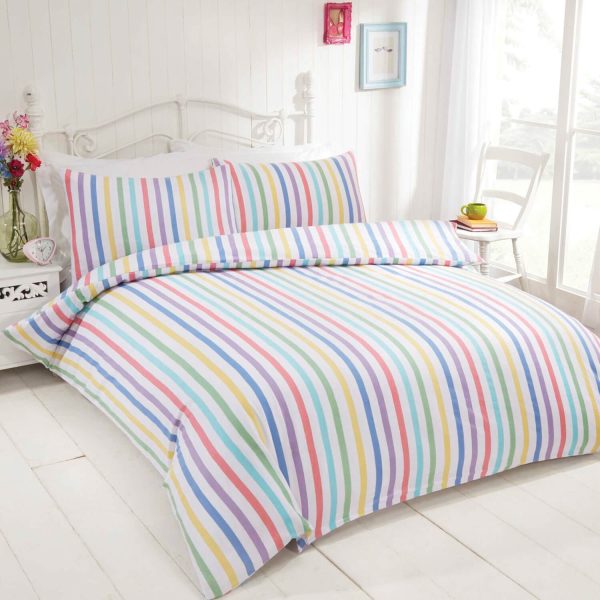 Double Candy Stripe DUVet Set, 2 Pillowcases