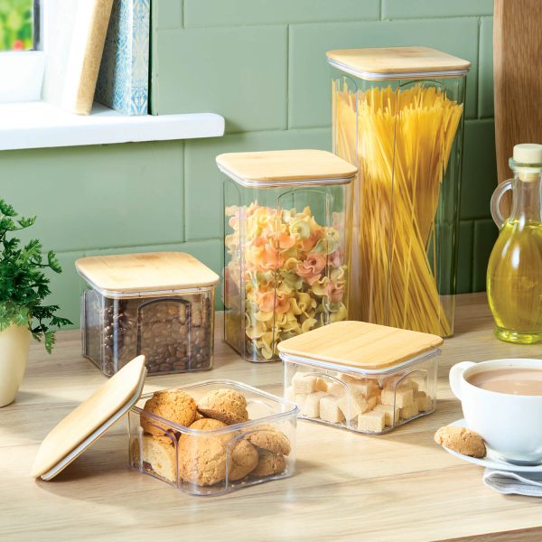 Set Of 5 Storage Set With Bamboo Lids