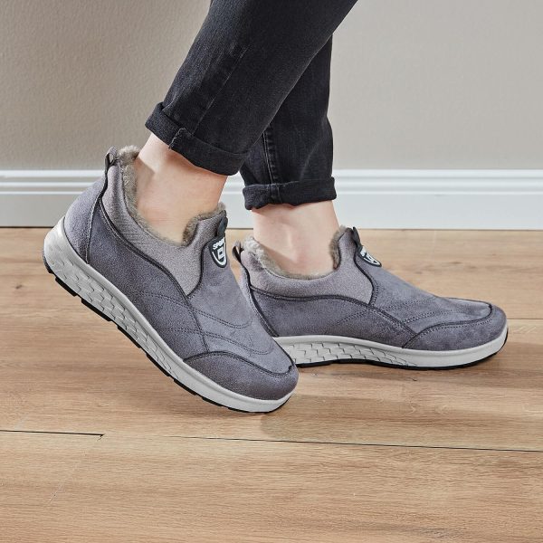 Grey 8 Fleece Lined Slip On Trainers