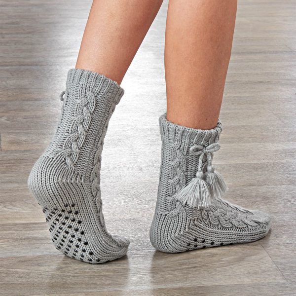 Grey Slipper Socks With Grip