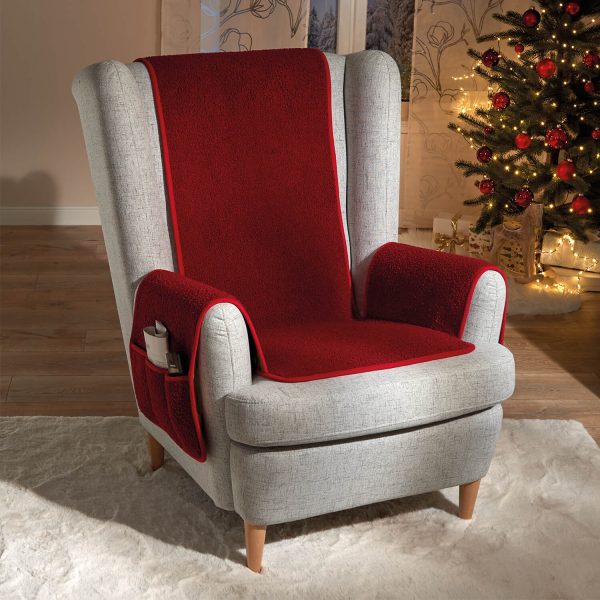 Burgundy Sherpa Fleece Armchair Protector