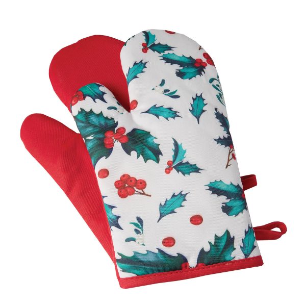 Christmas Holly Pair Oven Mitt