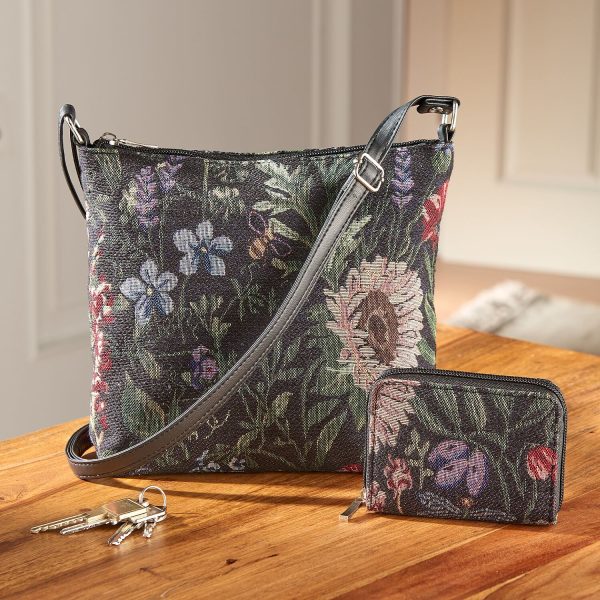 Black Tapestry Bag & Rfid Purse