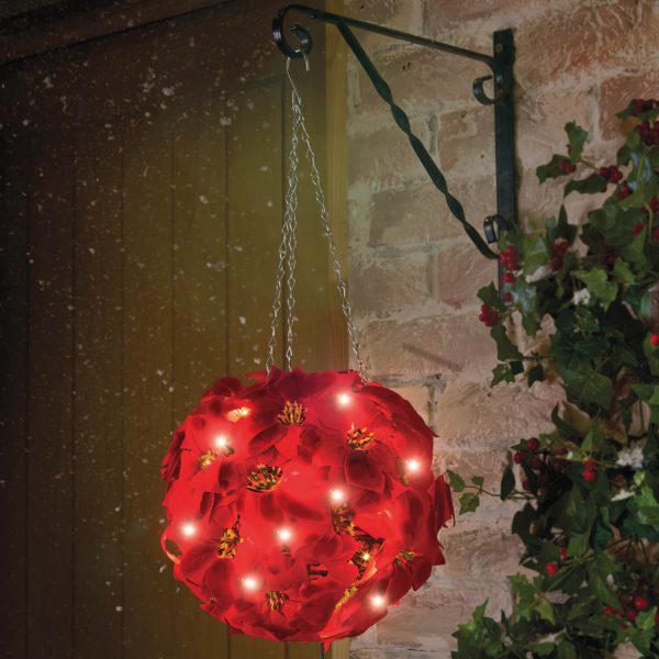 30Cm Light Up Poinsettia Ball