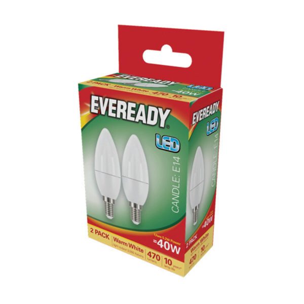 2 Pack Eveready 40W Candle Bulb Ww E14