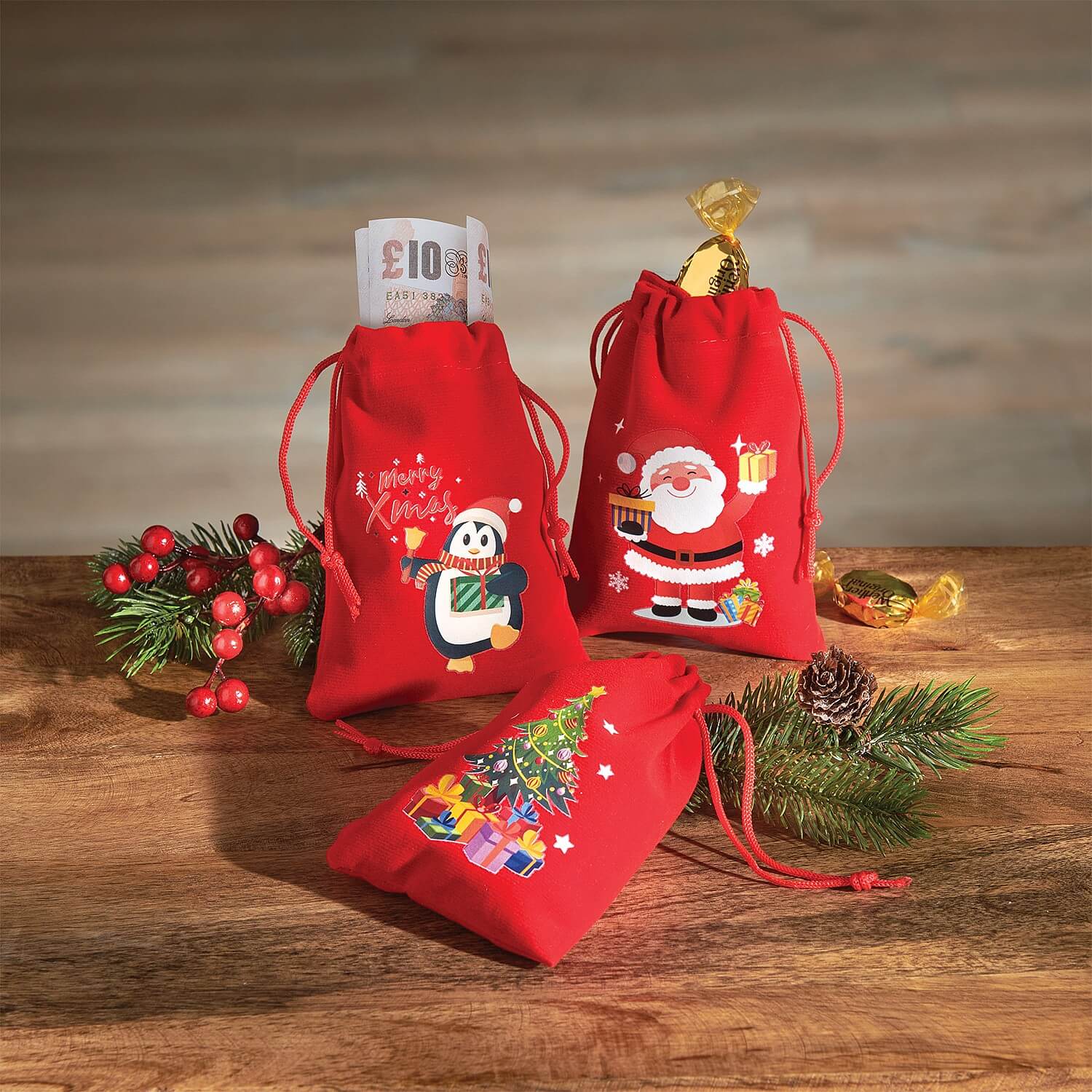 Set Of 3 Christmas Gift Bags