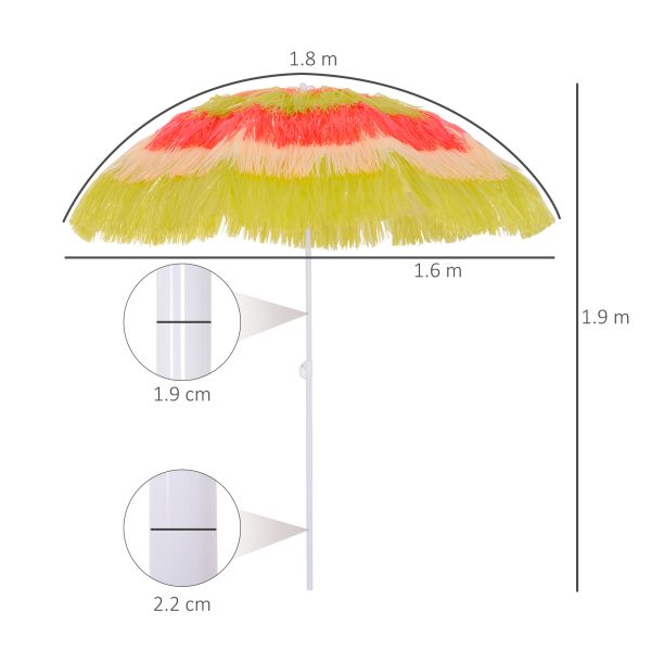 Outsunny Portable Beach Umbrella: Foldable Rainbow Parasol for Hawaiian-Style Sun Protection - Image 3