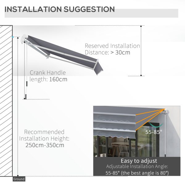 Outsunny Waterproof Garden Patio Manual Awning Canopy Sun Shade Shelter Retractable 4m x 3m-Grey   Aosom UK - Image 8