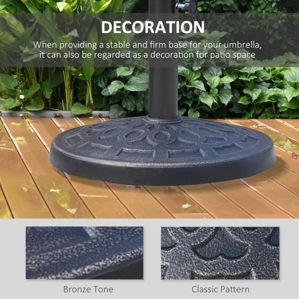 Outsunny 12kg Garden Parasol Base, Round Resin Sun Umbrella Base, Outdoor Umbrella Stand for 38mm or 48mm Outdoor Umbrella Poles, Bronze Tone - Image 4