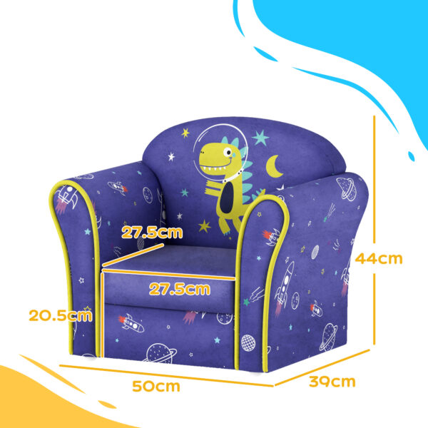 AIYAPLAY Kids Sofa Kids Couch Armchair with Stylish Planet and Dinosaurs Design, Wooden Frame, for Bedroom, Playroom, Kids Room, Pink   Aosom UK - Image 3