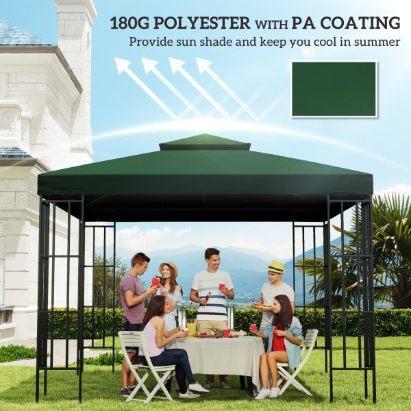 Outsunny 3 x 3 m Gazebo Top Cover Double Tier Canopy Replacement Pavilion Roof Dark Green - Image 6