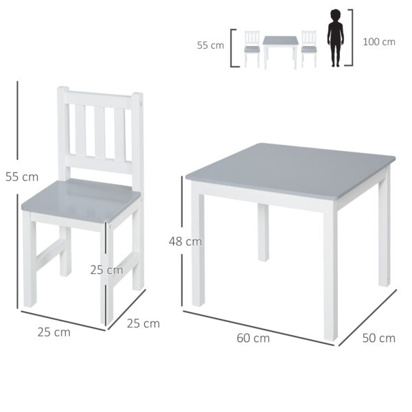 HOMCOM Children's Table and 2 Chairs Set, 3 Piece Toddler Activity Desk for Arts, Crafts, Study, Snack Time, Easy to Assemble, Grey   Aosom UK - Image 3