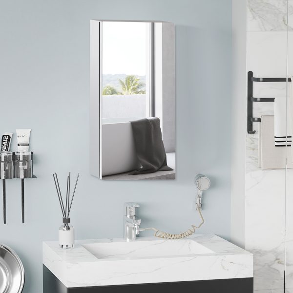 HOMCOM Stainless Steel Wall-mounted Bathroom Mirror Storage Cabinet 300mm (W) - Image 2