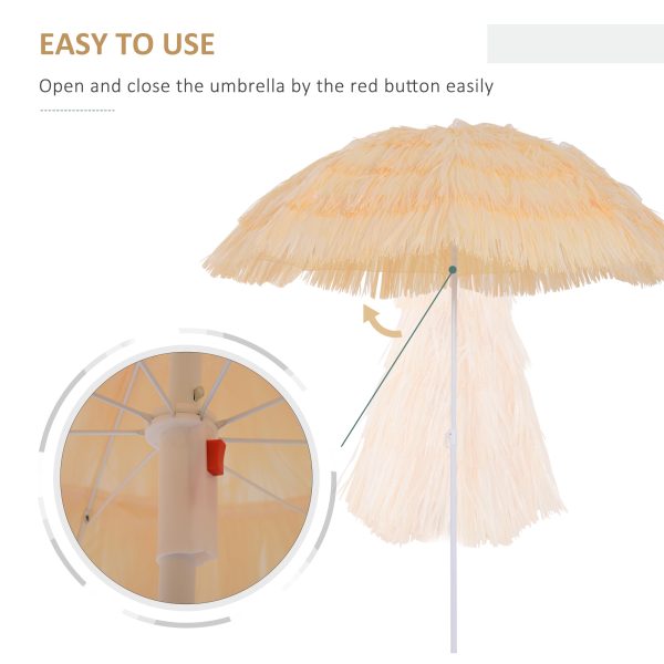 Outsunny Waterproof Patio Garden Hawaii Beach Sun Umbrella Sunshade Hawaiian Folding Tilting Crank Parasol (Wheat)   Aosom UK - Image 5