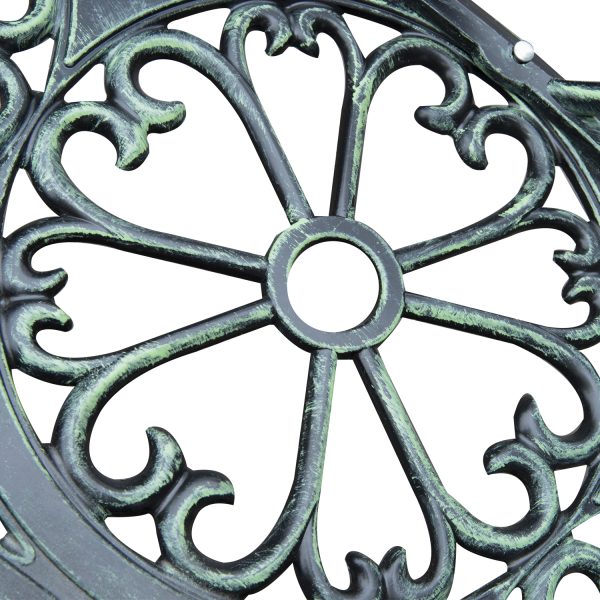 Outsunny Cast Aluminium Outdoor Garden Patio Antique Rose Style Bench Porch Park Chair Seater - Green   Aosom UK - Image 8