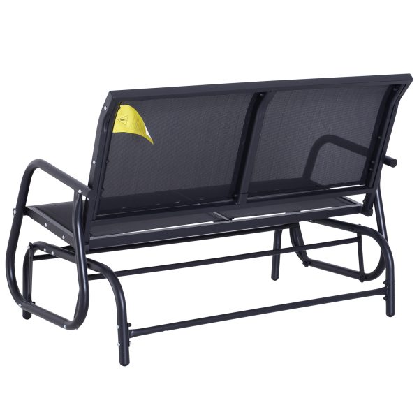 Outsunny 2-Person Outdoor Glider Bench Patio Double Swing Gliding Chair Loveseat w/Power Coated Steel Frame for Garden Porch, Black   Aosom UK - Image 8