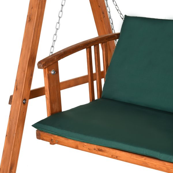 Outsunny Wooden Garden 3-Seater Outdoor Swing Chair - Image 8