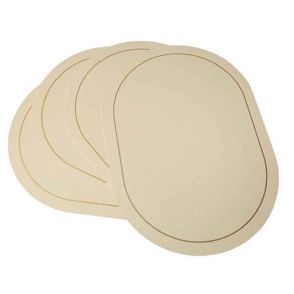 Set Of 4 Cream Placemats With Gold Detail