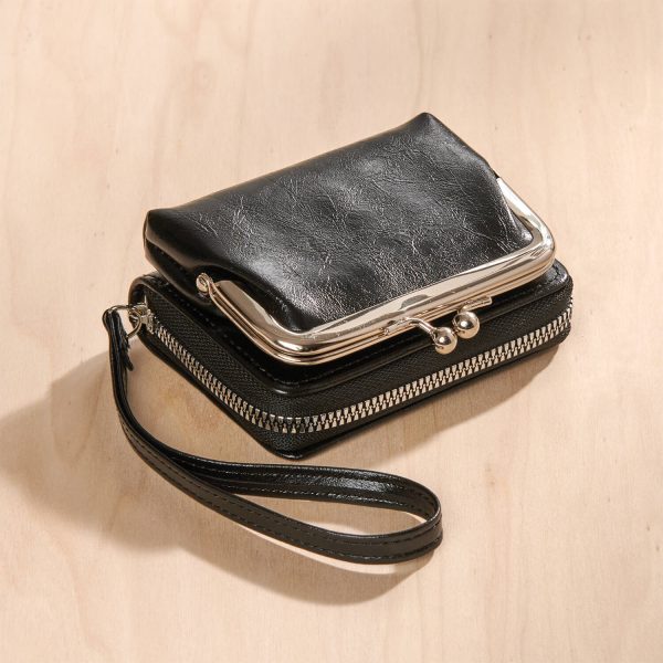 Rfid Black Wallet With Attachable Coin Purse