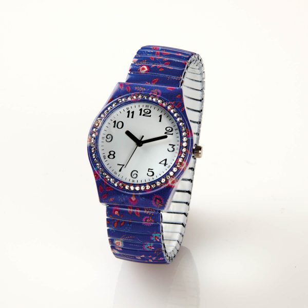 Blue-Elastic-Flower-Watch-