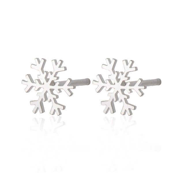 Silver Snowflake Stud Earrings - Image 2