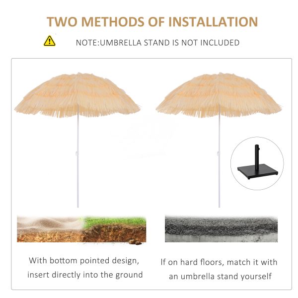 Outsunny Waterproof Patio Garden Hawaii Beach Sun Umbrella Sunshade Hawaiian Folding Tilting Crank Parasol (Wheat)   Aosom UK - Image 4