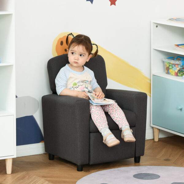 HOMCOM Children's 2-in-1 Sofa and Armchair with Footrest, Soft Seating for Playroom and Bedroom, 55 x 50 x 67cm, Grey   Aosom UK - Image 2