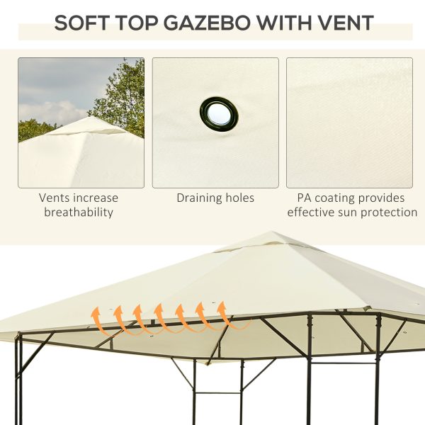 Outsunny 3x3m Garden Gazebo, Metal Frame, Water-resistant PE Canopy, Ideal for Parties & BBQs, Cream   Aosom UK - Image 5