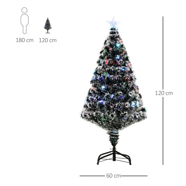 HOMCOM 4ft 120cm Green/White Artificial Christmas Tree W/ Prelit LED - Image 3