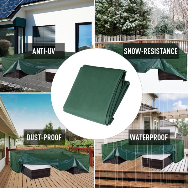 Outsunny 600D Garden Furniture Cover Outdoor Garden Rattan Furniture Protection Oxford Set Cover Waterproof Anti-UV Green 205x145x70cm   Aosom UK - Image 6