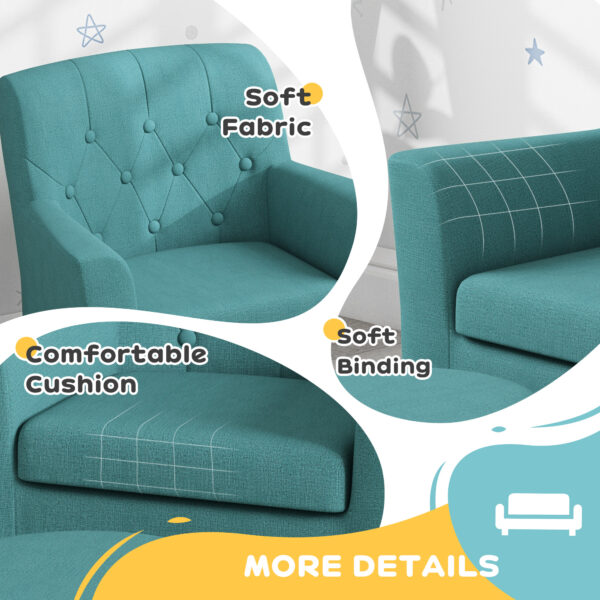 AIYAPLAY 2PCs Kids Sofa Set with Footrest, for Playroom, Bedroom, Blue   Aosom UK - Image 6