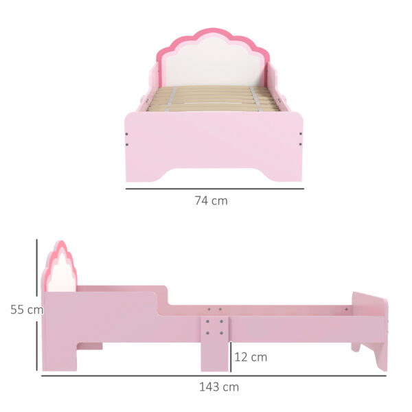 ZONEKIZ Toddler Bed Frame, Princess Bed for Kids, Cloud Design, 143 x 74 x 55 cm, Pink   Aosom UK - Image 3